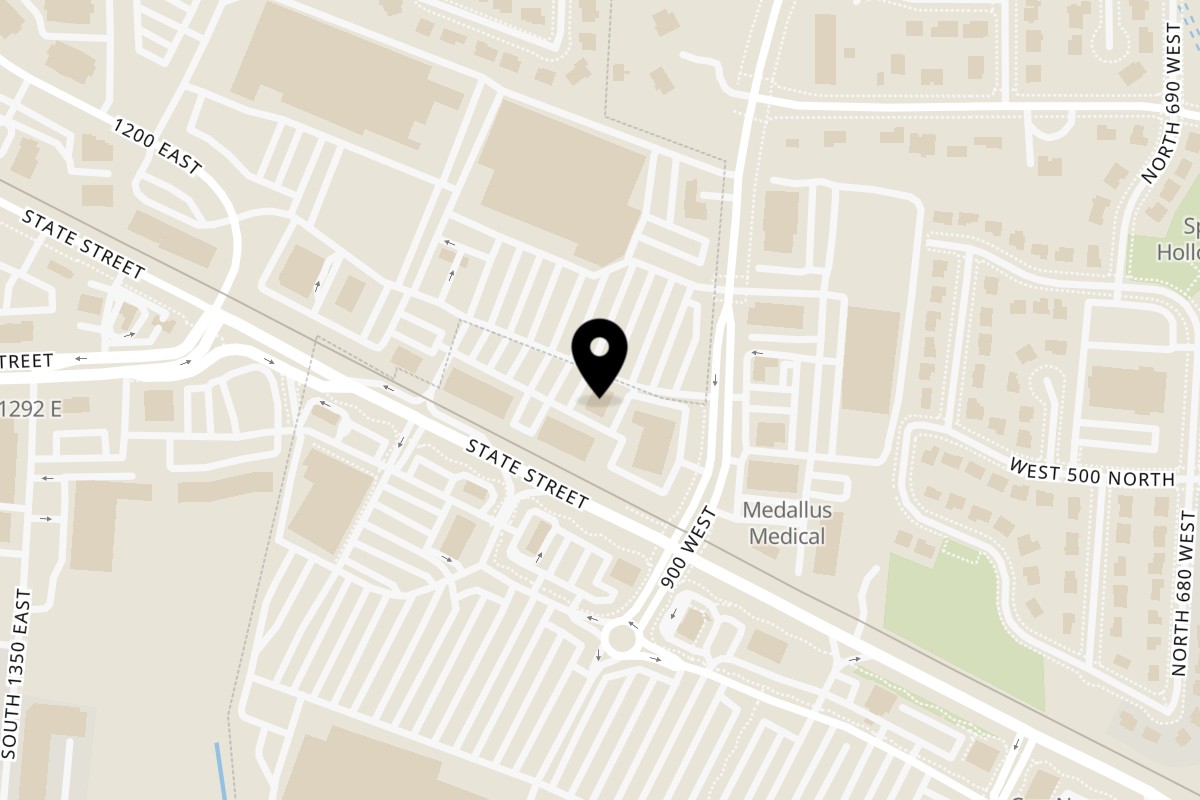 Map showing the location of Rock Creek Pizza - American Fork on 933 W 500 N ste 101 in American Fork